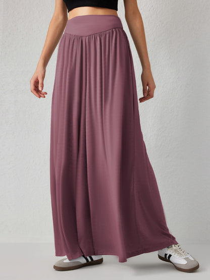 Pantalones anchos de cintura alta informales de moda para mujer