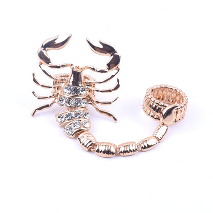 Bague rétro en cristal avec motif scorpion pour femme