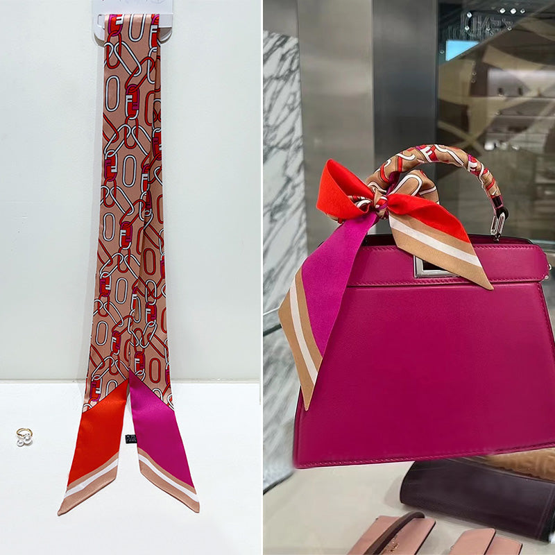 Bufanda con asa para bolso con lazo estampado de moda