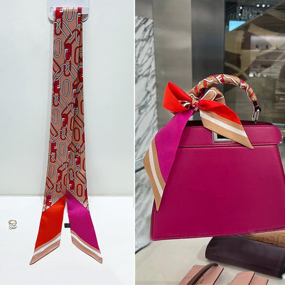 Bufanda con asa para bolso con lazo estampado de moda