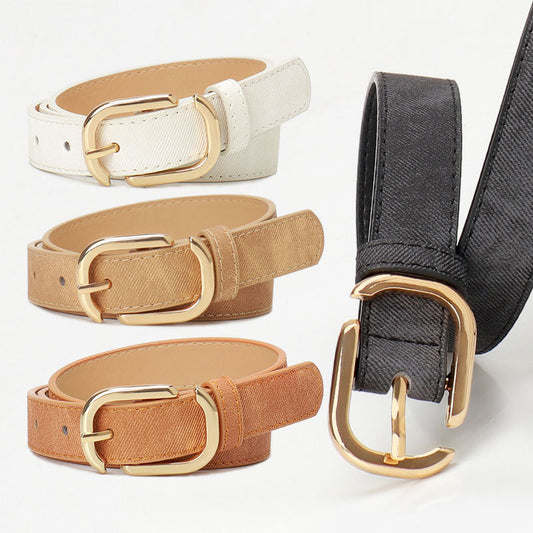 Ceinture en similicuir de couleur unie pour femme avec boucle en alliage