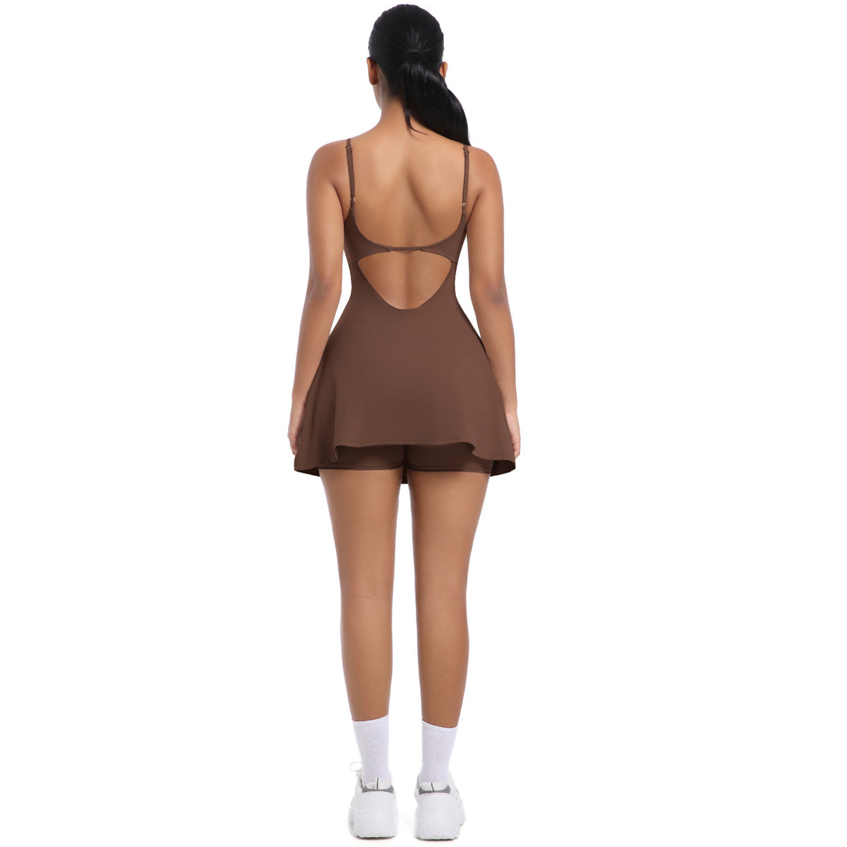 Women Casual Spaghetti Strap Backless Tennis Dress