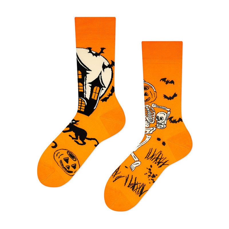 Calcetines unisex de algodón jacquard de Halloween hasta la pantorrilla