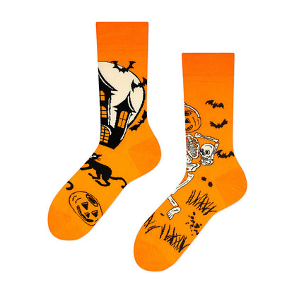 Calcetines unisex de algodón jacquard de Halloween hasta la pantorrilla
