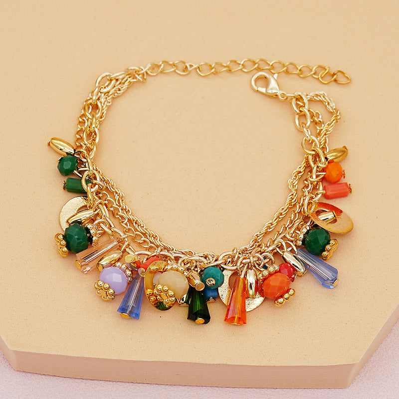 Bohemian Multi-Layer Beaded Chain Bracelet