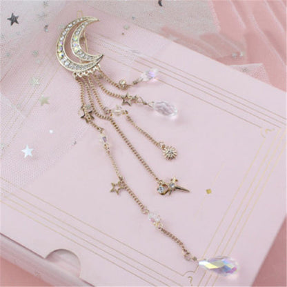 Fashion Moon Tassel Rhinestone Headwear