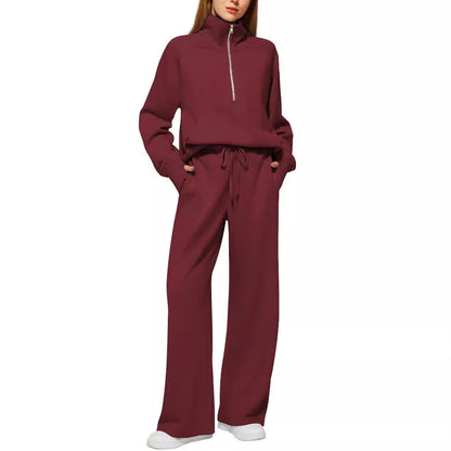 Oversized Women Two-Piece Hoodie and Wide-Leg Pants Set