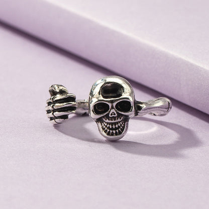 Anillo vintage de calavera exagerada de Halloween para mujer