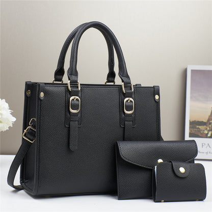Classic Litchi Pattern Women Bag Set with Multiple Colors
