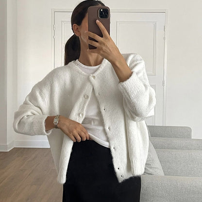 Women Vintage Wool Blend Knitted Cardigan Sweater