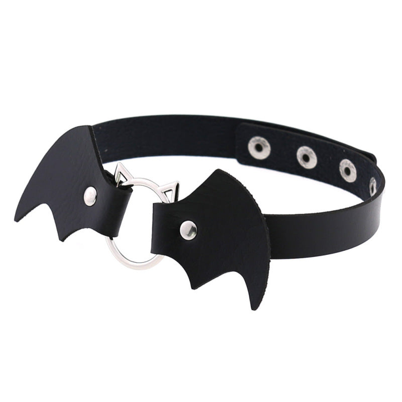 Halloween Women Gothic Bat Pu Leather Chokers