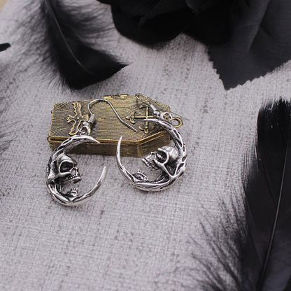 Gothic Skull Moon Earrings in Alloy with Punk Style Design