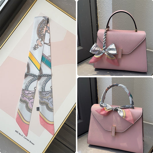 Fashion Printed Ribbon Tie Bag Handle Scarf
