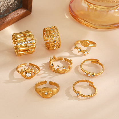 Anillo sencillo con incrustaciones de diamantes de imitación para mujer