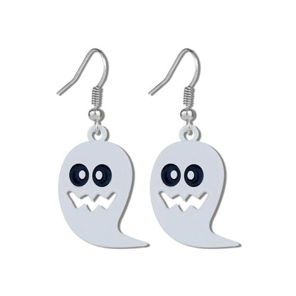 Pendientes colgantes de aleación negra con diseño de fantasma de Halloween para mujer
