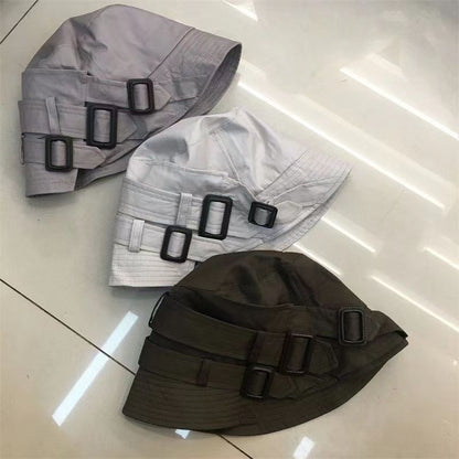 Sombreros de pescador con hebilla de cinturón de color liso y sencillos para mujer
