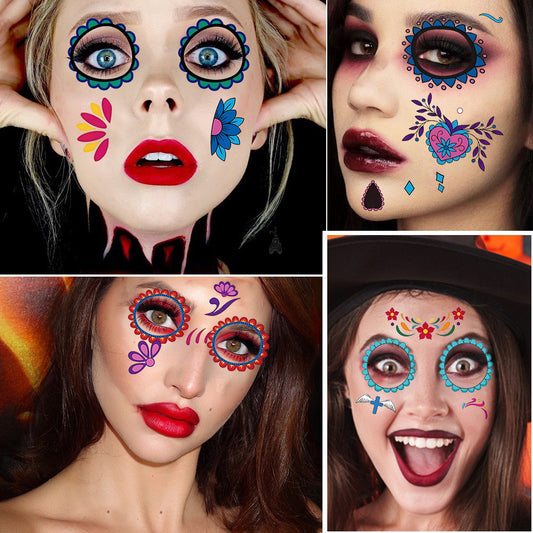 Cartoon Halloween Funny Fun Makeup Face Tattoo Pack