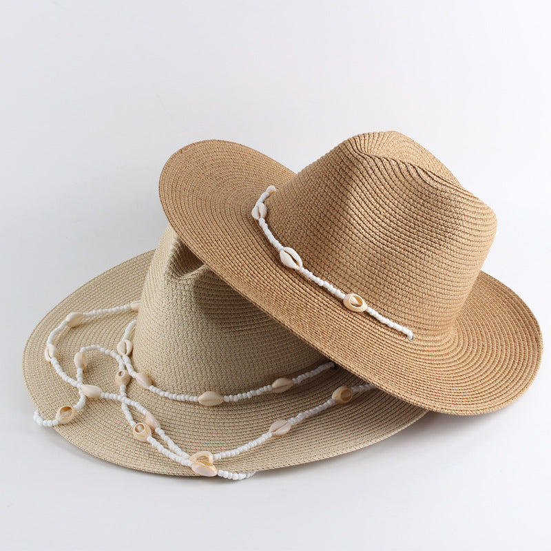 Chapeau de soleil en paille Panama à larges bords pour femme, idéal pour les vacances d'été