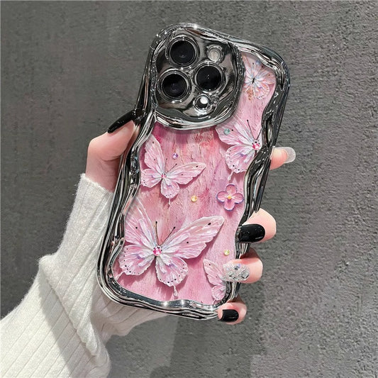 Coque pour iPhone 11 Pro Max, motif papillon, peinture à l'huile, résistante aux chutes, galvanoplastie
