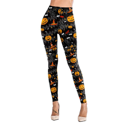 Leggings imprimés citrouilles d'Halloween pour femmes