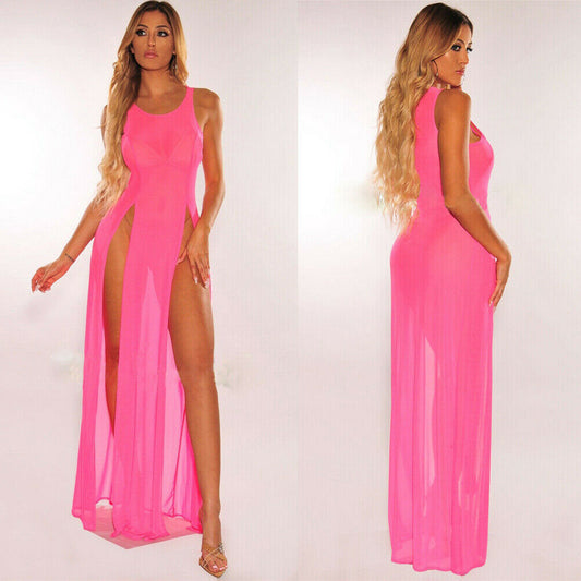 Sexy Summer Vacation Women Side S-Lit Maxi Dress