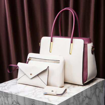 Conjuntos de bolsos de moda con bloques de color, bolsos de hombro de PU para mujer