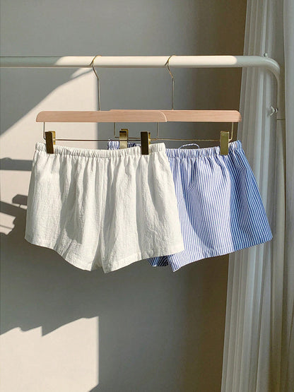 Short d'été décontracté à rayures et cordon de serrage pour femme - Bermuda ample en polyester