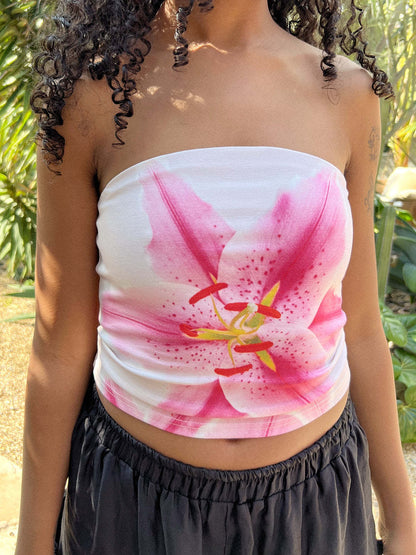 Haut tube à imprimé floral pour femme, idéal pour les vacances d'été