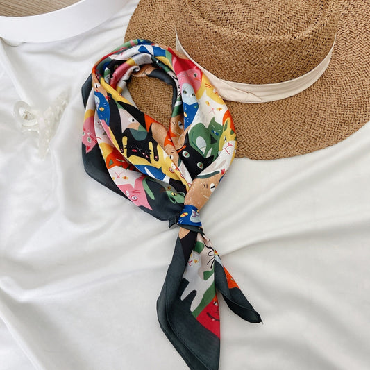 Bufanda cuadrada estampada de moda para mujer, 70 cm, ligera y envolvente