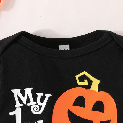 Conjunto de mameluco de calabaza de manga larga para niños y niñas
