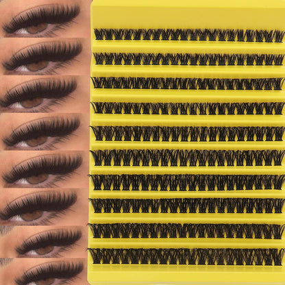 Faux cils segmentés auto-greffables pour femmes, 200 touffes, plateau jaune, DIY