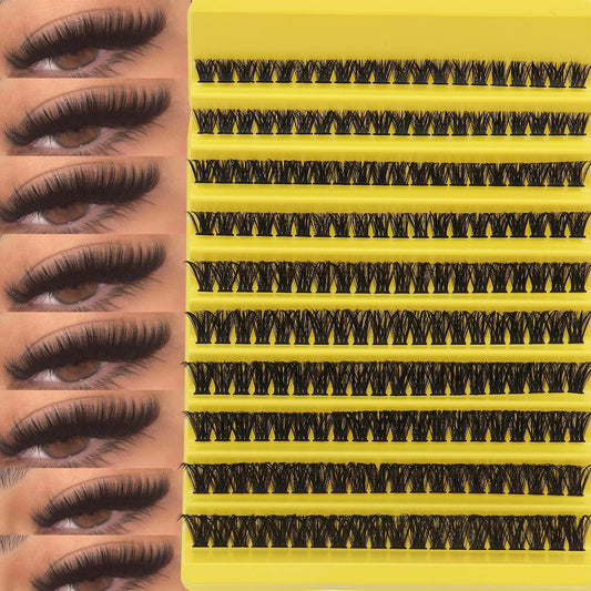 Faux cils segmentés auto-greffables pour femmes, 200 touffes, plateau jaune, DIY
