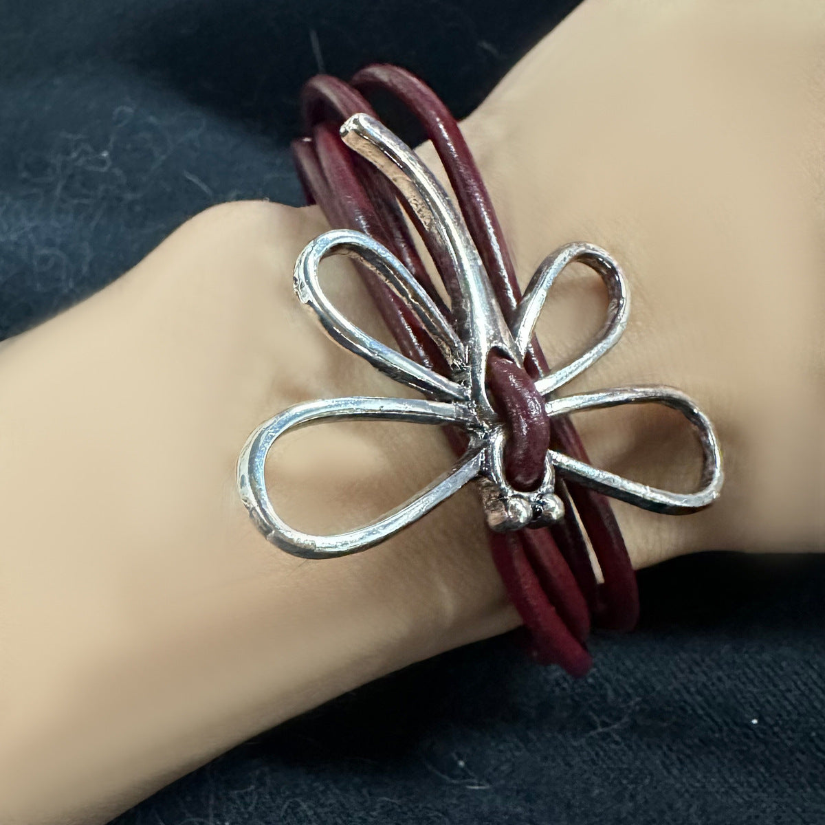 Women Fashion Retro Craft Rope Multi Layer Alloy Hollow Dragonfly Bracelet