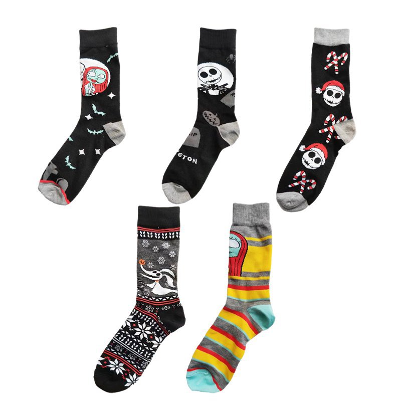 Calcetines creativos de Halloween con calaveras y fantasmas de terror
