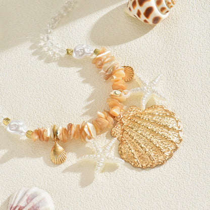 Bohemian Exaggerated Shell Beaded Sea Necklace