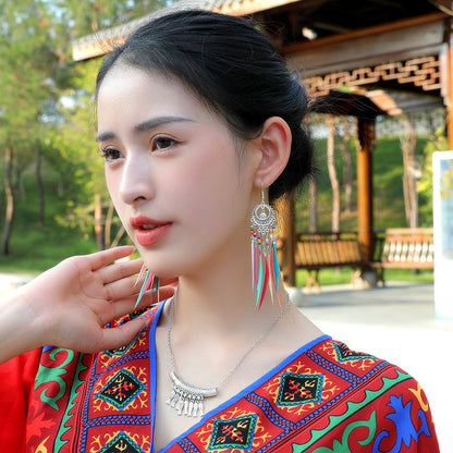 Bohemian Ethnic Style Retro Tassel Feather Earrings