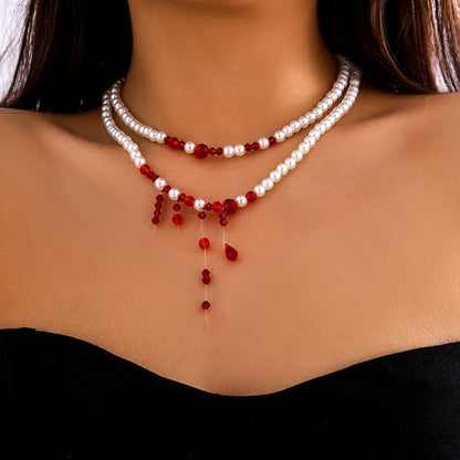 Women Fashion Exaggerated Gothic Blood Drops Necklace