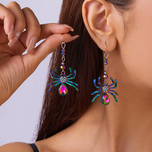Pendientes de araña multicolor con personalidad de Halloween
