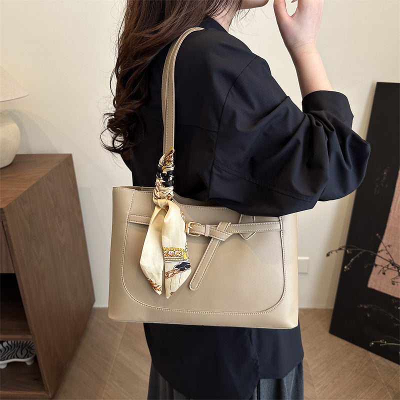Sac fourre-tout décontracté en PU de grande capacité pour femme, couleur unie