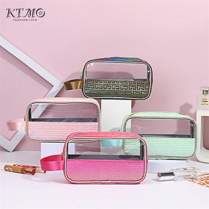 Bolsa de cosméticos de PU impermeable de gran capacidad