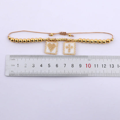 Bohemian Gold Beads Cross Heart Design Bracelet