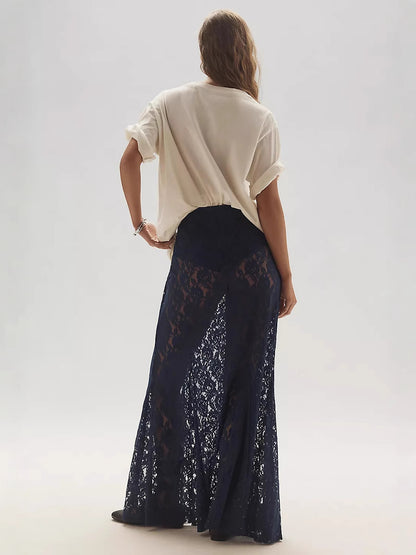 Faldas de jacquard ahuecadas con encaje de color liso sexy a la moda para mujer