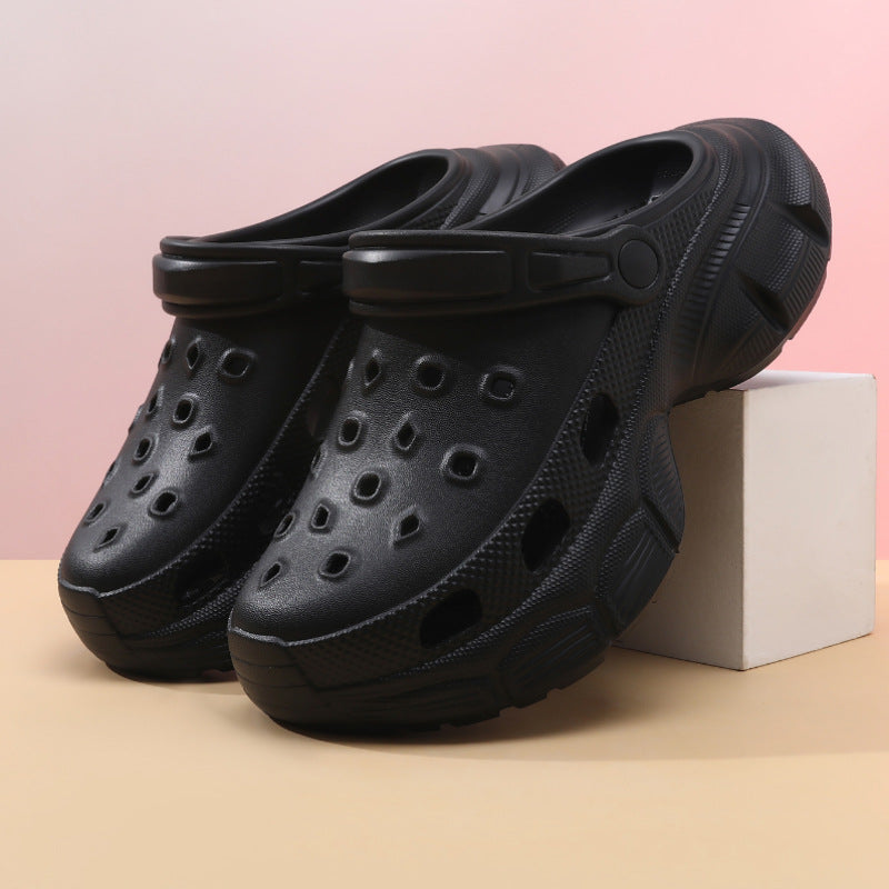 Zapatillas informales de suela gruesa con agujeros y suela gruesa para mujer