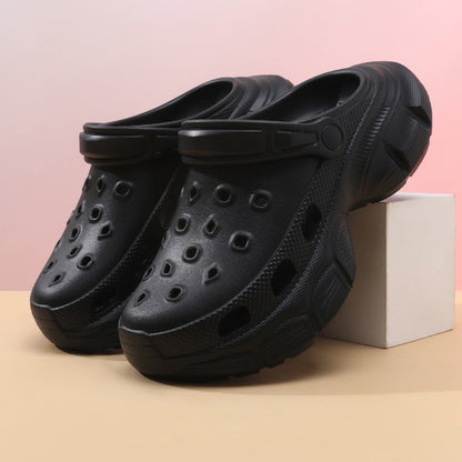 Zapatillas informales de suela gruesa con agujeros y suela gruesa para mujer