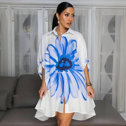Vestido tipo cárdigan informal con estampado floral para mujer, elegante, de poliéster