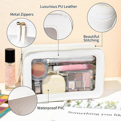 Bolsa de cosméticos de PVC transparente, sencilla y moderna para mujer