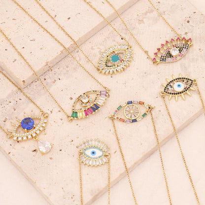 Collar con colgante de ojo malvado de circonita exquisita para mujer