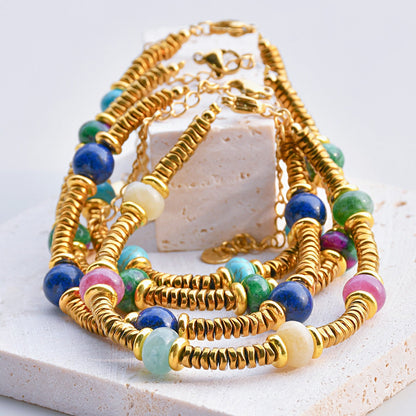 Pulsera de cuentas de piedra natural bohemia para mujer