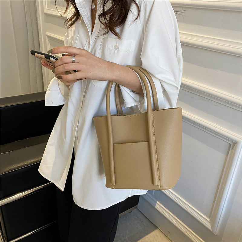 Bolso de mano informal de gran capacidad para mujer, de color liso, estilo urbano, de PU.