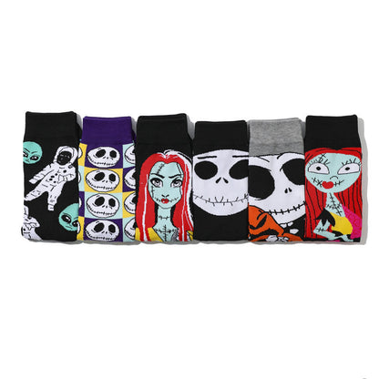 Calcetines unisex de moda con diseño de calaveras divertidas de Halloween